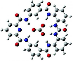An unusual bowl-shaped molecule (shown) that pulls carbon dioxide out of the air may provide exciting new possibilities for dealing with global warming. Copyright: The American Chemical Society